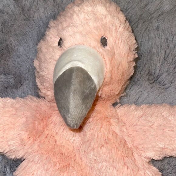 DEMDACO Fuzzy Pink 14” Flamingo Bird Plush Lovey Security blanket Rattle toy - Picture 3 of 5